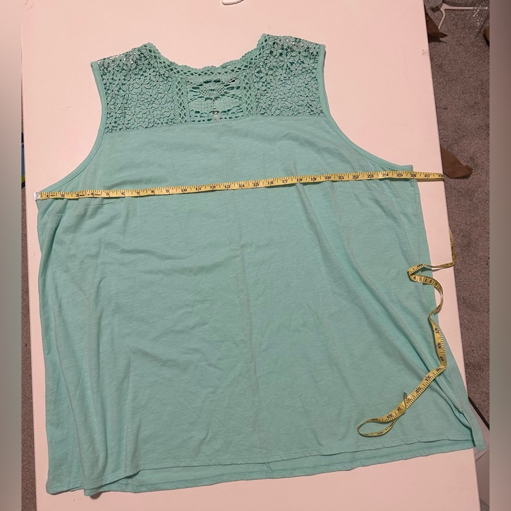 Lane Bryant Green Tank Top Lace Design 26/28 - Picture 12 of 12